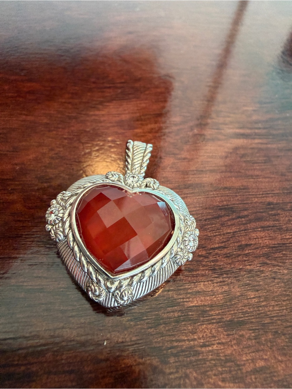 JUDITH RIPKA 925 PENDANT/ ENHANCER W/FACETED CARNELIAN - Picture 4 of 8